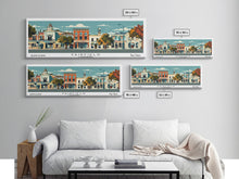 Carregar imagem no visualizador da galeria, Fairfield California Panoramic Art, Mid Century Modern Framed Canvas Print, Retro Pop Art Travel Poster, Office Wall Decor