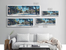 Load image into Gallery viewer, Gainesville Florida Panoramic Painting, Mid Century Modern Framed Canvas Print, Retro Pop Art Travel Poster, Home Wall Decor