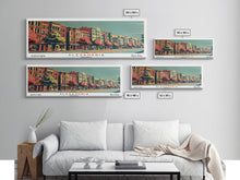 Carregar imagem no visualizador da galeria, Alexandria Virginia Panoramic Painting, Framed Canvas Print, Mid Century Modern Wall Art, Retro Pop Art Travel Poster, Living Room Decor, City Art