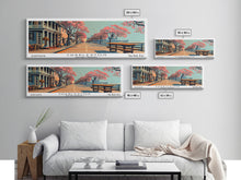 Cargar imagen en el visor de la galería, Charleston South Carolina Panoramic Painting, Framed Canvas Print, Mid Century Modern Wall Art, Retro Pop Art Travel Poster, Home Decor, City Art
