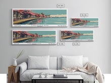 Cargar imagen en el visor de la galería, Chesapeake Virginia Panoramic Painting, Framed Canvas Print, Mid Century Modern Wall Art, Retro Pop Art Travel Poster, Living Room Decor, City Art