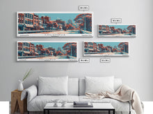 Load image into Gallery viewer, Columbus Georgia Panoramic Painting, Framed Canvas Print, Mid Century Modern Wall Art, Retro Pop Art Travel Poster, Home Decor, City Art