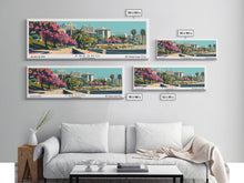Load image into Gallery viewer, Fresno California Panoramic Painting, Framed Canvas Print, Mid Century Modern Wall Art, Retro Pop Art Travel Poster, Living Room Decor, City Art