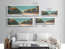 Carregar imagem no visualizador da galeria, Frisco Texas Panoramic Painting, Framed Canvas Print, Mid Century Modern Wall Art, Retro Pop Art Travel Poster, Home Decor, City Art