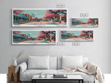 Carregar imagem no visualizador da galeria, Frisco Texas Panoramic Painting, Framed Canvas Print, Mid Century Modern Wall Art, Retro Pop Art Travel Poster, Office Decor, City Art