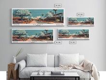 Load image into Gallery viewer, Gilbert Arizona Panoramic Painting, Framed Canvas Print, Mid Century Modern Wall Art, Retro Pop Art Travel Poster, Office Art, Cityscape Decor, Gift Idea