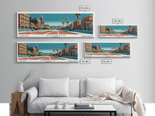 Carregar imagem no visualizador da galeria, Glendale Arizona Panoramic Painting, Mid Century Modern Framed Canvas Print, City Art, Retro Pop Art Travel Poster, Living Room Decor, City Wall Art, Home Office Decor