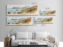 Load image into Gallery viewer, Almeria Spain Panoramic Travel Poster, Framed Canvas Print or Metal Wall Art, Travel Art, Home Decor, Panoramic Painting, Midcentury Art