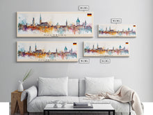 Load image into Gallery viewer, Augsburg Germany Panoramic Travel Poster, Framed Canvas Print or Metal Wall Art, Travel Art, Home Decor, Panoramic Painting, Midcentury Art