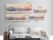 Load image into Gallery viewer, Belfast United Kingdom Travel Print Wall Art, Panoramic City Art, Travel Art, Wall Decor, Vacation Gift, Framed Canvas Print Or Metal Art