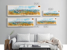 Load image into Gallery viewer, Berlin Germany Travel Print Wall Art, Panoramic City Art, Travel Art, Wall Decor, Vacation Gift, Framed Canvas Print Or Metal Art