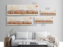 Load image into Gallery viewer, Bordeaux France Panoramic Travel Poster, Framed Canvas Print or Metal Wall Art, Travel Art, Home Decor, Panoramic Painting, Midcentury Art