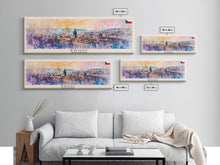 Load image into Gallery viewer, Brno Czech Republic art Travel Print Wall Art, Panoramic City Art, Travel Art, Wall Decor, Vacation Gift, Framed Canvas Print Or Metal Art