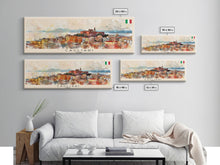 Carregar imagem no visualizador da galeria, Cagliari Italy Wall Art, Panoramic Travel Poster, Panoramic Framed Canvas Print, City Wall Art, Wall Hanging Home Decor, Travel Art