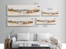 Load image into Gallery viewer, Chelyabinsk Russia Panoramic Travel Poster, Framed Canvas Print or Metal Wall Art, Travel Art, Home Decor, Panoramic Painting, Midcentury Art