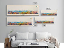 Load image into Gallery viewer, Cork Ireland Panoramic Travel Poster, Framed Canvas Print or Metal Wall Art, Travel Art, Home Decor, Panoramic Painting, Midcentury Art