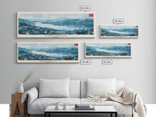Load image into Gallery viewer, Drammen Norway Travel Print Wall Art, Panoramic City Art, Travel Art, Wall Decor, Vacation Gift, Framed Canvas Print Or Metal Art