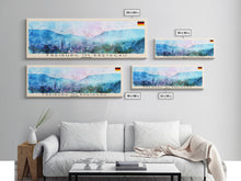 Load image into Gallery viewer, Freiburg Germany Panoramic Travel Poster, Framed Canvas Print or Metal Wall Art, Travel Art, Home Decor, Panoramic Painting, Midcentury Art