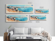 Carregar imagem no visualizador da galeria, Glyfada Greece Wall Art, Panoramic Travel Poster, Panoramic Framed Canvas Print, City Wall Art, Wall Hanging Home Decor, Travel Art