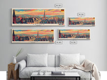 Carregar imagem no visualizador da galeria, Aachen Germany Panoramic Travel Poster, Framed Canvas Print or Metal Wall Art, Travel Art, Home Decor, Panoramic Painting, Midcentury Art