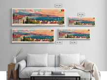 Load image into Gallery viewer, Almada Portugal Travel Art, City Art, Framed Canvas Print or Metal Wall Art, Europe Travel Poster, Panoramic Wall Art, Extra Wide Wall Art