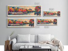 Load image into Gallery viewer, Amsterdam Netherlands Travel Art, City Art, Framed Canvas Print or Metal Wall Art, Europe Travel Poster, Panoramic Wall Art, Extra Wide Wall Art