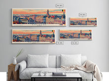 Load image into Gallery viewer, Antwerp Belgium Wall Art, Panoramic Travel Poster, Panoramic Framed Canvas Print, City Wall Art, Wall Hanging Home Decor, Travel Art