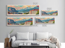 Load image into Gallery viewer, Bergen Norway Wall Art, Panoramic Travel Poster, Panoramic Framed Canvas Print, City Wall Art, Wall Hanging Home Decor, Travel Art
