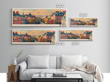 Load image into Gallery viewer, Bialystok Poland Panoramic Travel Poster, Framed Canvas Print or Metal Wall Art, Travel Art, Home Decor, Panoramic Painting, Midcentury Art