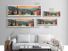 Load image into Gallery viewer, Bijeljina Bosnia Panoramic Travel Poster, Framed Canvas Print or Metal Wall Art, Travel Art, Home Decor, Panoramic Painting, Midcentury Art