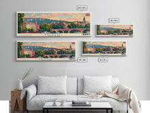 Load image into Gallery viewer, Bristol United Kingdom Panoramic Travel Poster, Framed Canvas Print or Metal Wall Art, Travel Art, Home Decor, Panoramic Painting, Midcentury Art