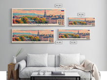 Load image into Gallery viewer, Chelyabinsk Russia Panoramic Travel Poster, Framed Canvas Print or Metal Wall Art, Travel Art, Home Decor, Panoramic Painting, Midcentury Art