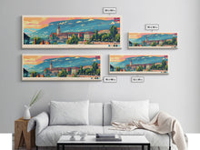 Load image into Gallery viewer, Drammen Norway Travel Print Wall Art, Panoramic City Art, Travel Art, Wall Decor, Vacation Gift, Framed Canvas Print Or Metal Art