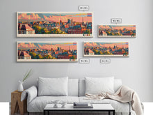 Load image into Gallery viewer, Eindhoven Netherlands Panoramic Travel Poster, Framed Canvas Print or Metal Wall Art, Travel Art, Home Decor, Panoramic Painting, Midcentury Art