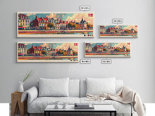 Load image into Gallery viewer, Esbjerg Denmark Travel Art, City Art, Framed Canvas Print or Metal Wall Art, Europe Travel Poster, Panoramic Wall Art, Extra Wide Wall Art