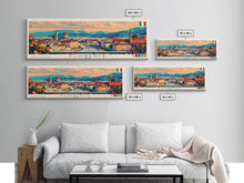 Carregar imagem no visualizador da galeria, Florence Italy Panoramic Travel Poster, Framed Canvas Print or Metal Wall Art, Travel Art, Home Decor, Panoramic Painting, Midcentury Art
