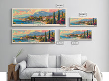 Carregar imagem no visualizador da galeria, Glyfada Greece Wall Art, Panoramic Travel Poster, Panoramic Framed Canvas Print, City Wall Art, Wall Hanging Home Decor, Travel Art