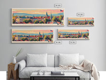 Cargar imagen en el visor de la galería, Ceske Budejovice Czech Wall Art, Panoramic Travel Poster, Panoramic Framed Canvas Print, City Wall Art, Wall Hanging Home Decor, Travel Art