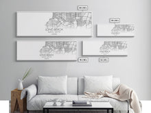Load image into Gallery viewer, Panoramic Long Beach City Map, California Art, Map Print, Minimalist Wall Art, Canvas Art, Housewarming Gift, Street Map Art, Closing Gift