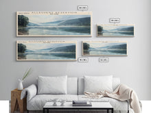 Load image into Gallery viewer, Allegheny Reservoir New York Panoramic Framed Canvas Print, Lake House Decor, Abstract Landscape, Travel Poster, Modern Wall Art, Calm Waters