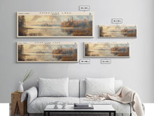 Load image into Gallery viewer, Amadjuak Lake Panoramic Framed Canvas Print, Lake House Decor, Minimalist Art, Travel Poster, Scenic View, Nature Wall Art