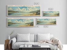 Load image into Gallery viewer, Amistad Reservoir Texas Panoramic Framed Canvas Print, Lake House Decor, Modern Art, Travel Poster, Scenic View, Water Reflection