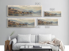 Load image into Gallery viewer, Baker Lake Washington Panoramic Framed Canvas Print, Lake House Art, Boho Decor, Travel Poster, Nature Wall Art, Serene Scene