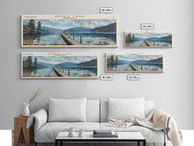 Load image into Gallery viewer, Banks Lake Washington Panoramic Framed Canvas Print, Lake House Decor, Rustic Art, Travel Poster, Scenic View, Home Decoration