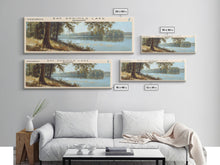 Load image into Gallery viewer, Bay Springs Lake Mississippi Framed Canvas Print, Panoramic Lake House Art, Scenic Painting, Travel Poster, Modern Decor, Nature Scene