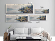 Load image into Gallery viewer, Becharof Lake Panoramic Framed Canvas Print, Lake House Decor, Scenic View, Travel Poster, Modern Art, Nature Scene
