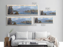 Load image into Gallery viewer, Big Bear Lake California Panoramic Framed Canvas Print, Lake House Decor, Scenic View, Travel Poster, Modern Art, Nature Wall Art