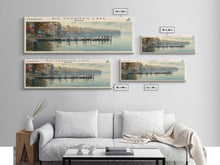 Load image into Gallery viewer, Big Chapman Lake Indiana Framed Canvas Print, Panoramic Lake House Art, Scenic Painting, Travel Poster, Rustic Art, Water Reflection