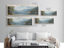 Load image into Gallery viewer, Big Sandy Lake Framed Canvas Print, Lake House Art, Panoramic Travel Poster, Scenic View, Modern Decor, Lake Painting