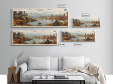 Load image into Gallery viewer, Big Trout Lake Framed Canvas Print, Lake House Art, Panoramic Scenic View, Travel Poster, Minimalist Wall Art, Lake Painting